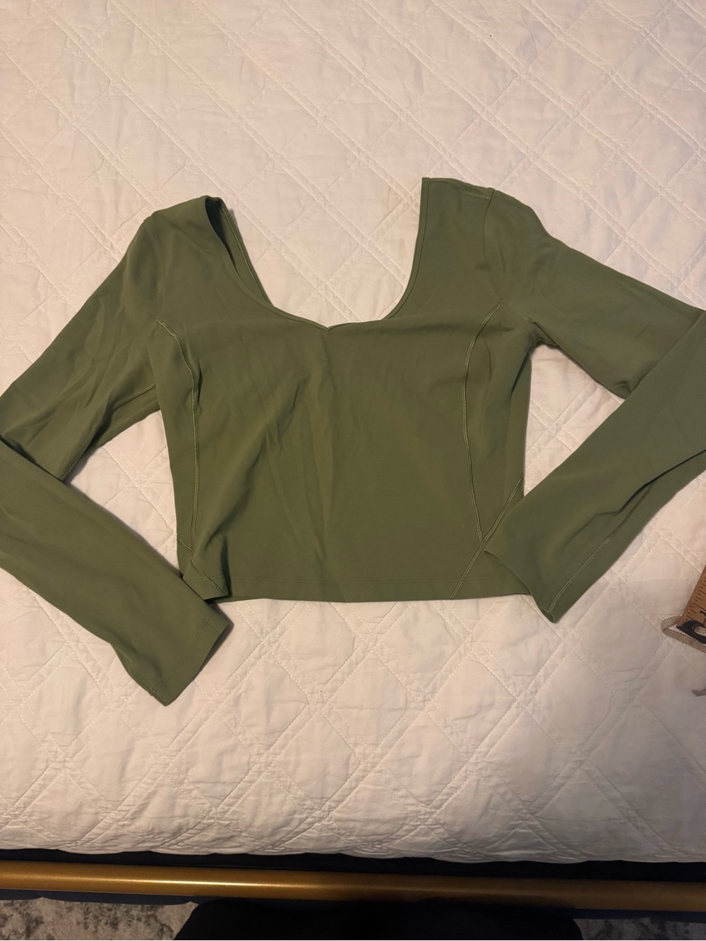 lululemon athletica Olive Green Long-Sleeve Scoop Crop Top